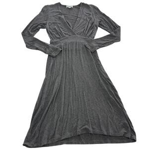 Veronica M Dress Womens Extra Small Gray‎ Long Sleeve V Neck Stretch Knit USA